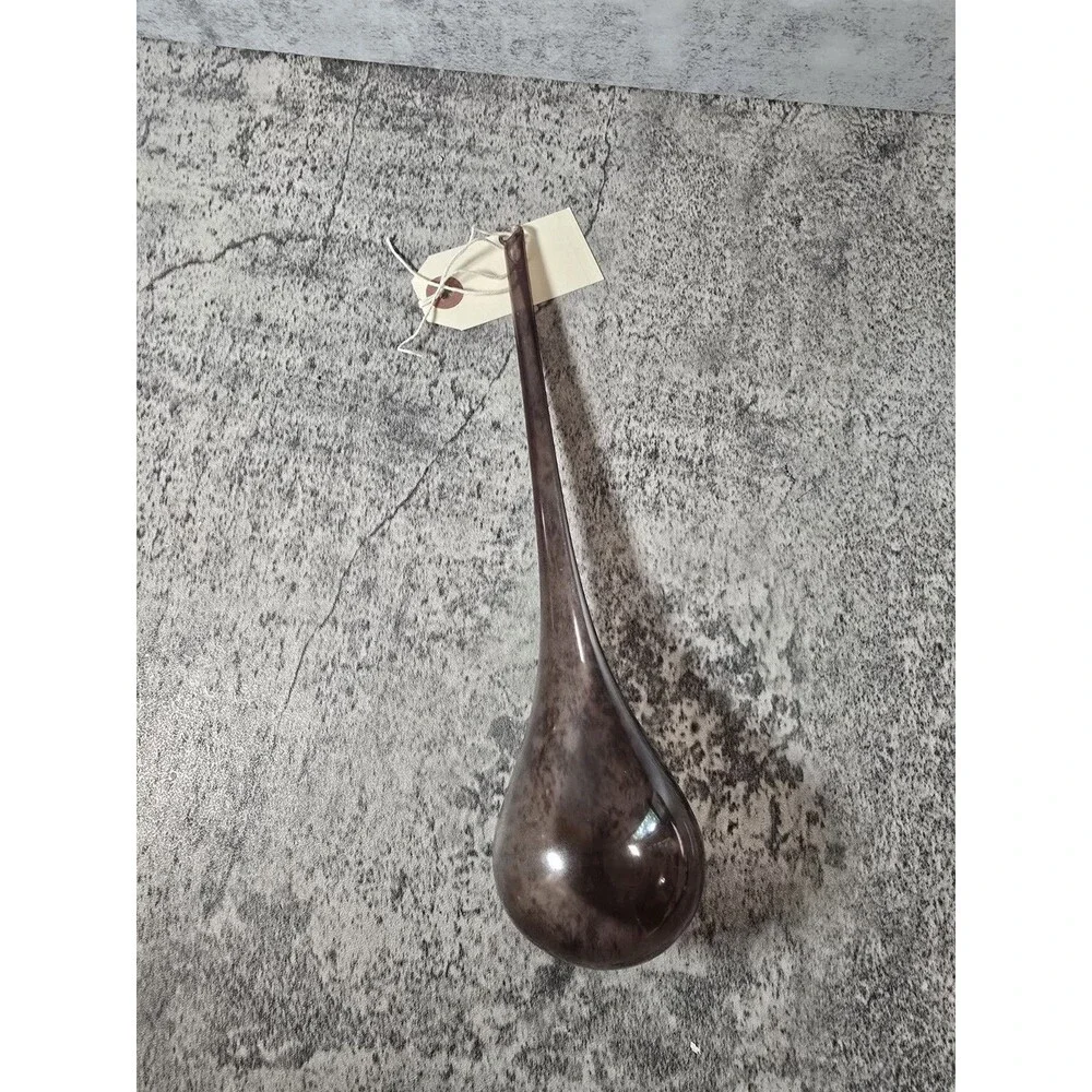Jim Marvin Christmas Translucent Gray Blown Glass Long Teardrop Ornament 9